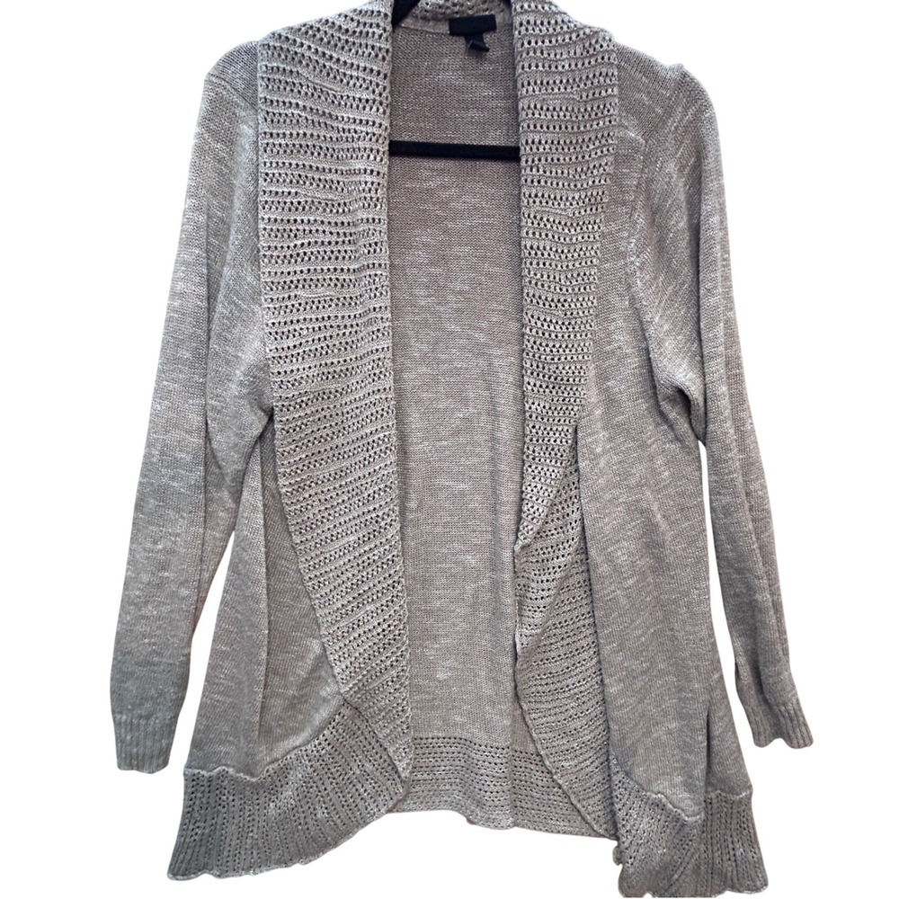 Torrid Cardigan Womens 2‎ Beige Metallic Shimmer Open Front Shawl Knit Excellent